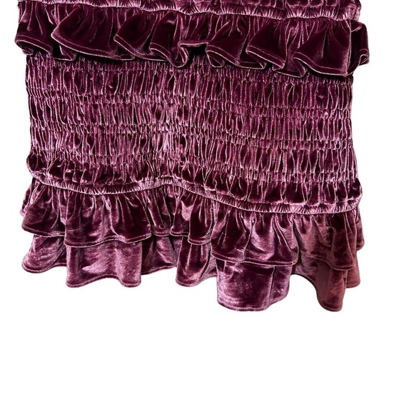 CHLOE Oliver NWT Velvet Ruffle Tank Dress Layers Smocking Size Small Stretch - Picture 8 of 11